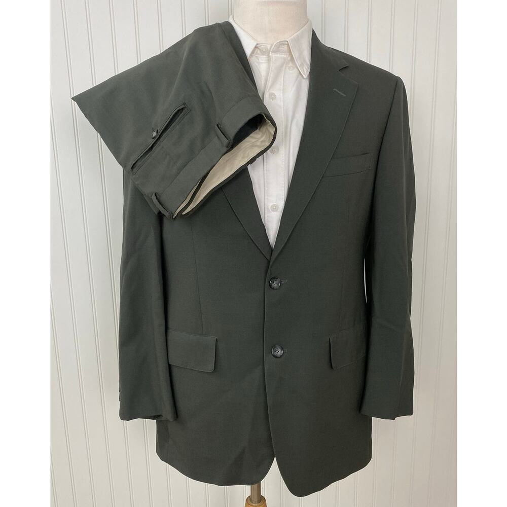 VTG Brooks Brothers Brooksease USA 2-piece wool pleated blazer pants suit 38/35W